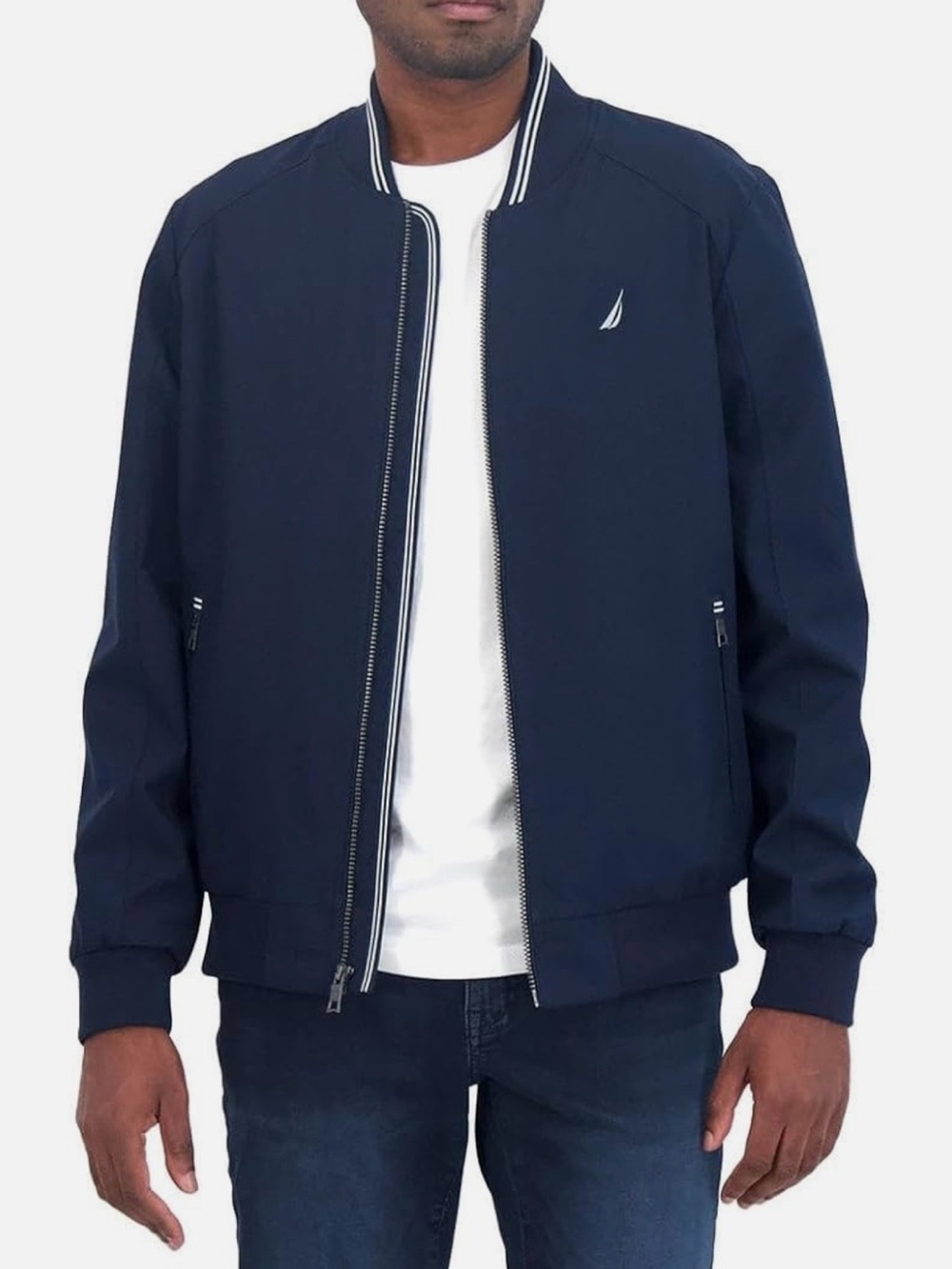 Nautica Navy Bomber Jacket with White Trim